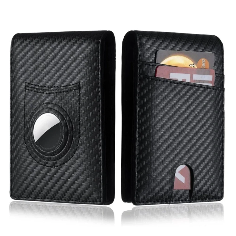 Men’s Wallet Slim Carbon Fibre Faux Leather wi/ Airtag Slot l/Card Holder | NEW